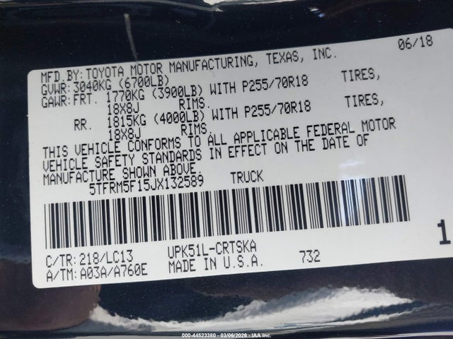 5TFRM5F15JX132589 Toyota Tundra Sr 4.6l V8