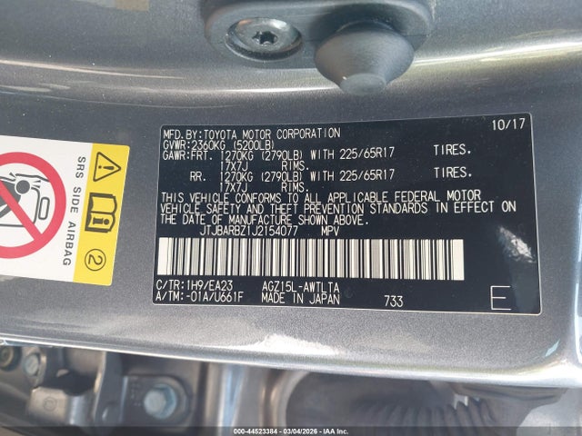 JTJBARBZ1J2154077 Lexus NX 300