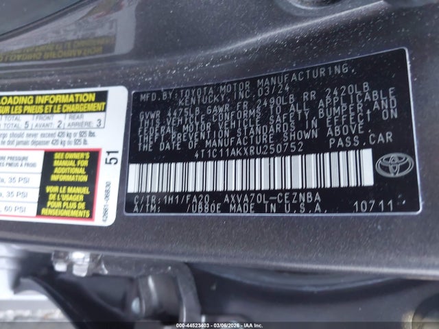 2024 TOYOTA CAMRY 4T1C11AKXRU250752 Photo 8