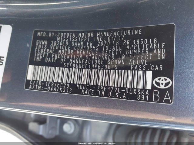 Toyota COROLLA SE 2017 5YFBURHE4HP639615 Image 9