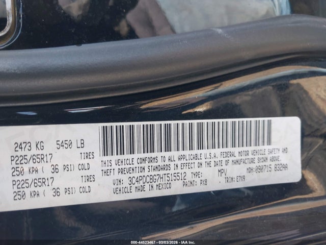 3C4PDCBG7HT515512 Dodge Journey Sxt
