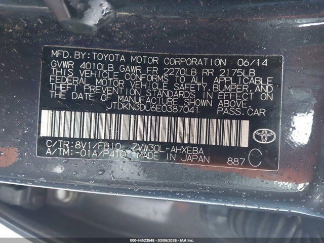 Toyota Prius Three 2014 JTDKN3DU6E0387041 Image 9