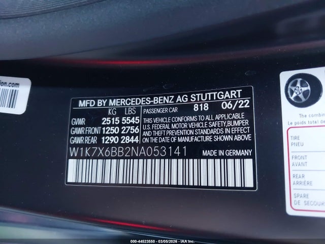 W1K7X6BB2NA053141 Mercedes-Benz Amg Gt 53 4-door Coupe