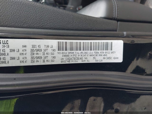 2019 Dodge Durango R/t Rwd მანქანა იყიდება აუქციონზე, vin: 1C4SDHCT5KC581403, აუქციონის ნომერი: 44523555