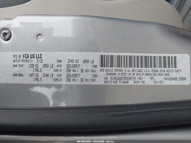 2016 DODGE GRAND CARAVAN 2C4RDGBG7GR334718 Photo 8