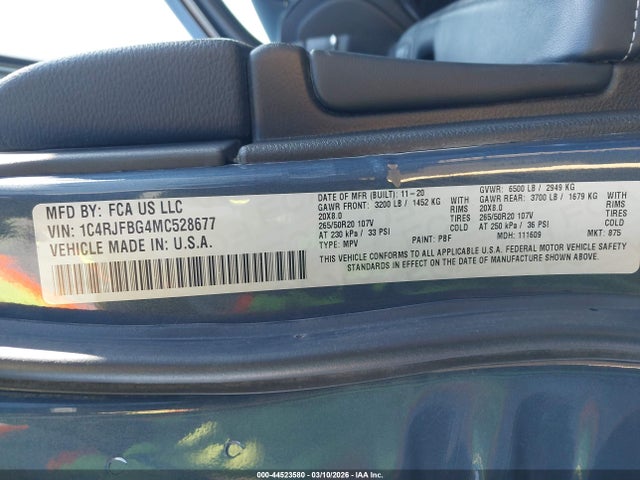1C4RJFBG4MC528677 Jeep Grand Cherokee 80th Anniversary 4x4