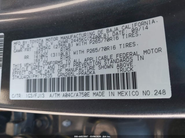 Toyota Tacoma Prerunner V6 2015 3TMJU4GN1FM177535 Image 9