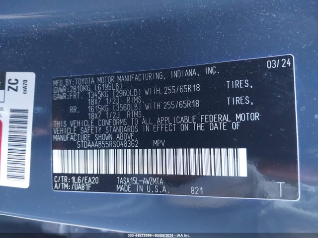 2024 TOYOTA GRAND HIGHLANDER 5TDAAAB55RS048362 Photo 8