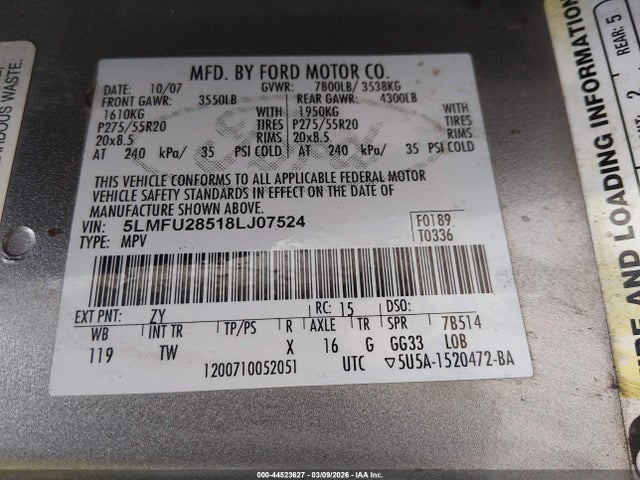 2008 LINCOLN NAVIGATOR 5LMFU28518LJ07524 Photo 8