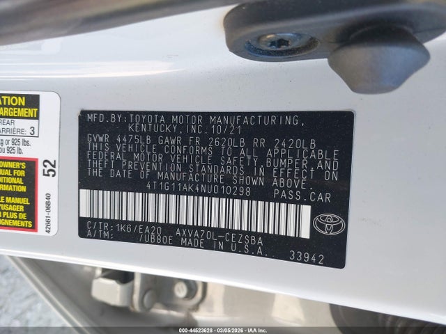 Toyota CAMRY SE 2022 4T1G11AK4NU010298 Image 9