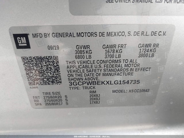 3GCPWBEKXLG154735 Chevrolet Silverado 1500 2wd Short Bed Custom