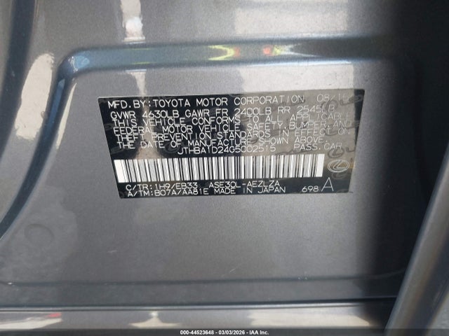 Aukcja sprzedaży 2016 Lexus Is 200t, vin: JTHBA1D24G5002515, numer aukcji: 44523648