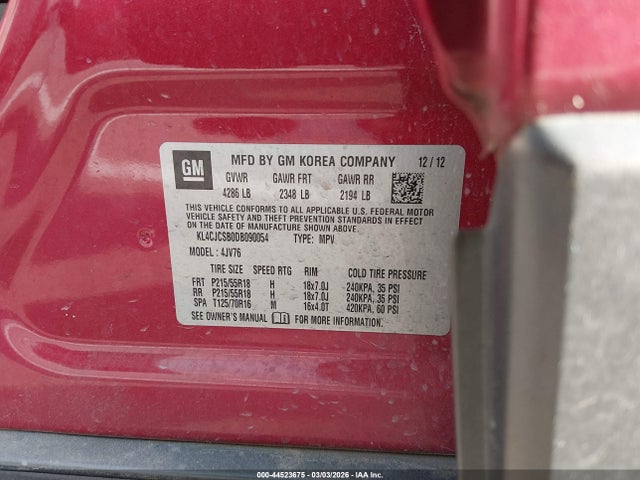 44523675 :رقم المزاد ، KL4CJCSB0DB090054 vin ، 2013 Buick Encore Leather مزاد بيع