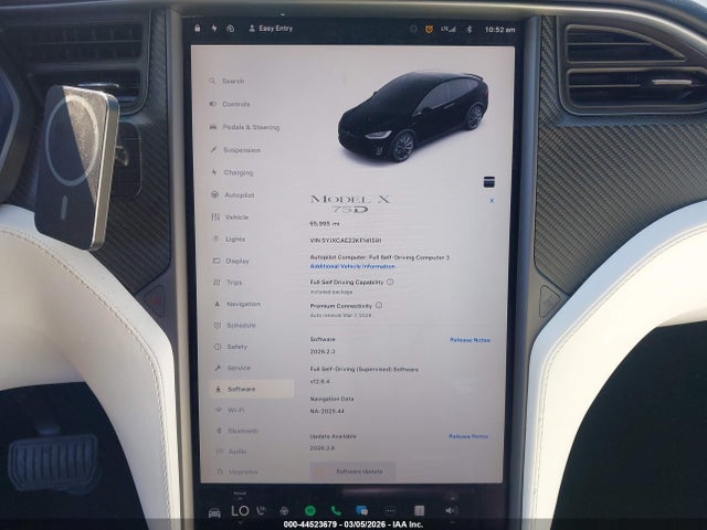44523679 :رقم المزاد ، 5YJXCAE23KF141591 vin ، 2019 Tesla Model X 100d/75d/long Range مزاد بيع