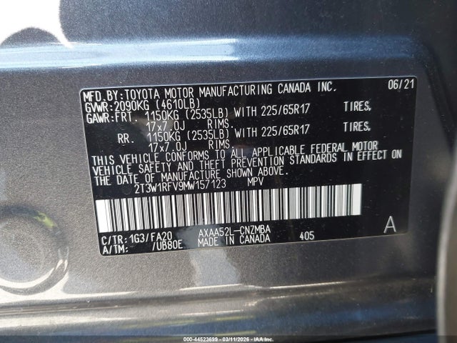 2021 TOYOTA RAV4 2T3W1RFV9MW157123 Photo 8