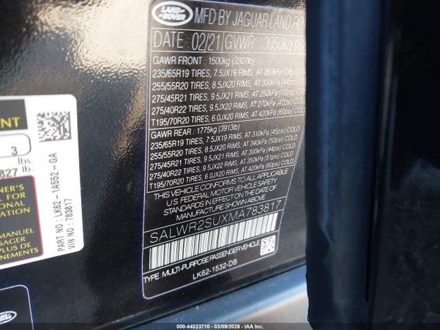 SALWR2SUXMA783817 Land Rover Range Rover Sport Hse Silver Edition Mhev
