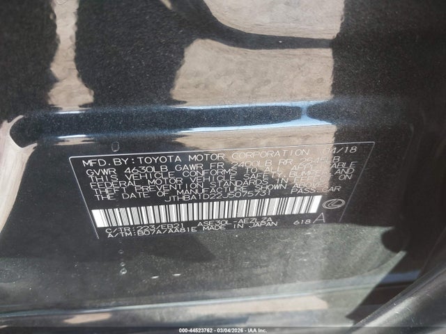 2018 Lexus Is 300 მანქანა იყიდება აუქციონზე, vin: JTHBA1D22J5075731, აუქციონის ნომერი: 44523762