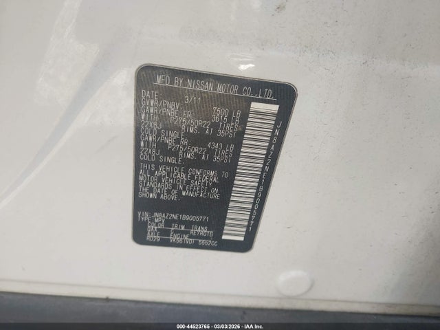 Aukcja sprzedaży 2011 Infiniti Qx56, vin: JN8AZ2NE1B9005771, numer aukcji: 44523765