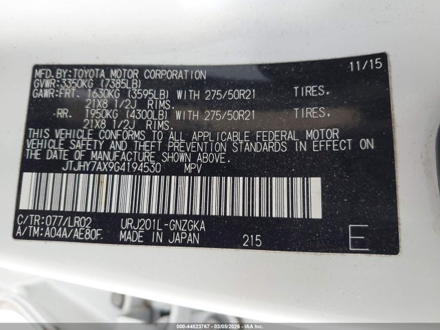 JTJHY7AX9G4194530 Lexus LX 570