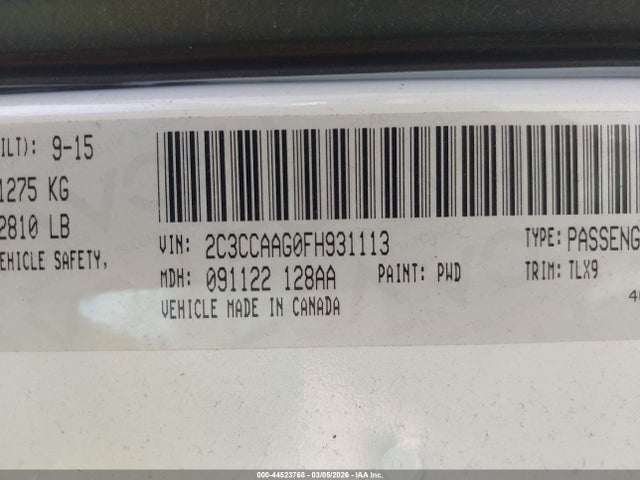 44523768 :رقم المزاد ، 2C3CCAAG0FH931113 vin ، 2015 Chrysler 300 Limited مزاد بيع