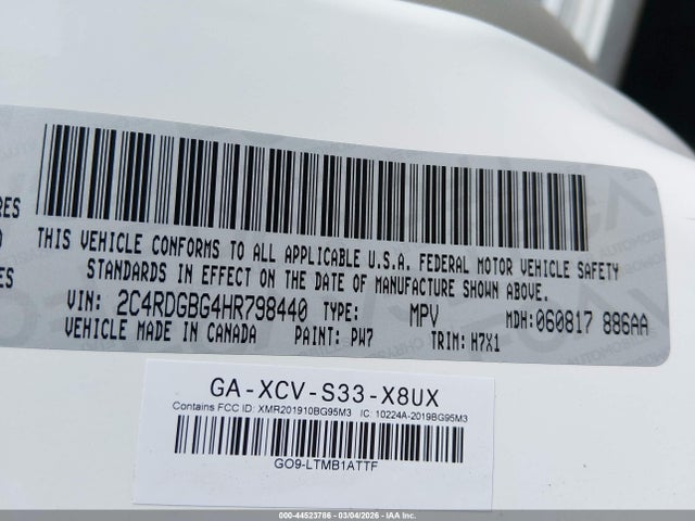 2C4RDGBG4HR798440 Dodge Grand Caravan Se