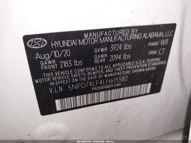 Hyundai ELANTRA SE 2020 5NPD74LF4LH615582 Image 9