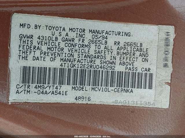 1994 TOYOTA CAMRY 4T1GK12E2RU046292 Photo 8