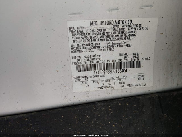 2013 FORD TAURUS 1FAHP2H88DG166404 Photo 8