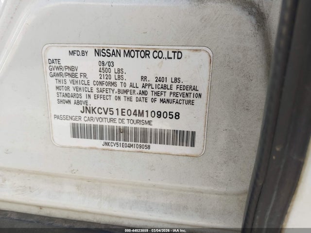 44523859 :رقم المزاد ، JNKCV51E04M109058 vin ، 2004 Infiniti G35 مزاد بيع