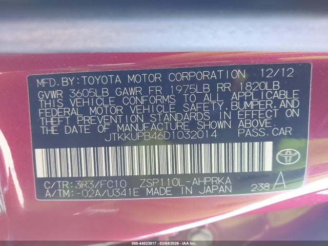 2013 SCION XD JTKKUPB46D1032014 Photo 8