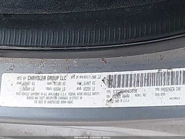 44524018 :رقم المزاد ، 1C3CCBBB0DN614798 vin ، 2013 Chrysler 200 Touring مزاد بيع