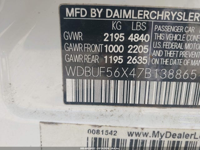 Aukcja sprzedaży 2007 Mercedes-benz E 350, vin: WDBUF56X47B138865, numer aukcji: 44524032