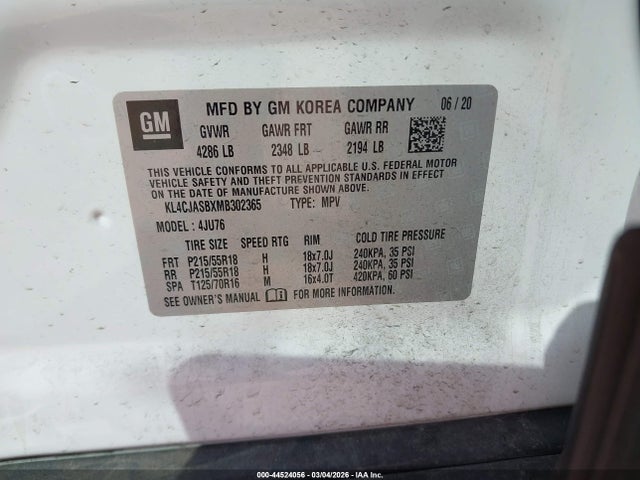 Aukcja sprzedaży 2021 Buick Encore Fwd Preferred, vin: KL4CJASBXMB302365, numer aukcji: 44524056