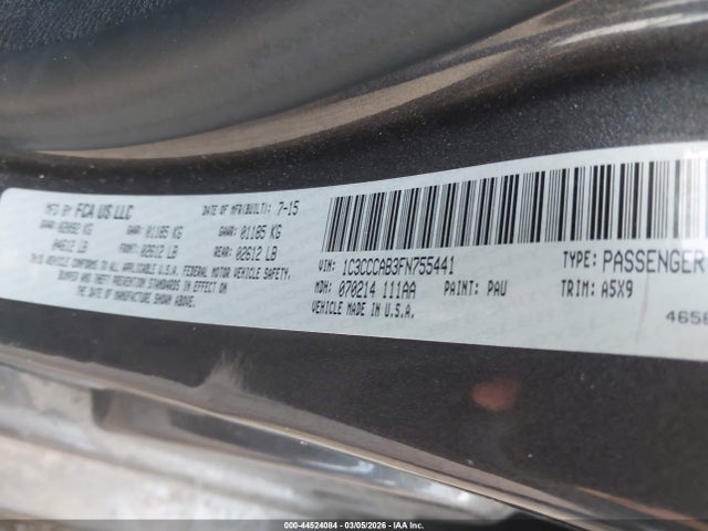 44524084 :رقم المزاد ، 1C3CCCAB3FN755441 vin ، 2015 Chrysler 200 Limited مزاد بيع