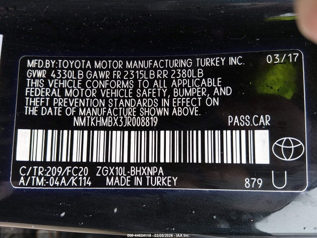 44524118 :رقم المزاد ، NMTKHMBX3JR008819 vin ، 2018 Toyota C-hr Xle مزاد بيع