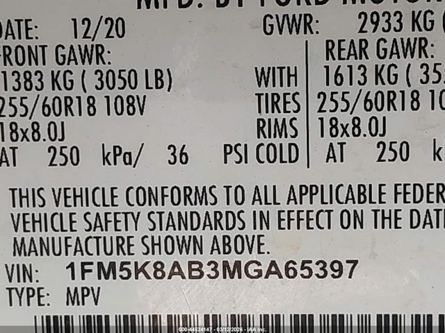 2021 FORD POLICE INTERCEPTOR UTILITY 1FM5K8AB3MGA65397 Photo 8