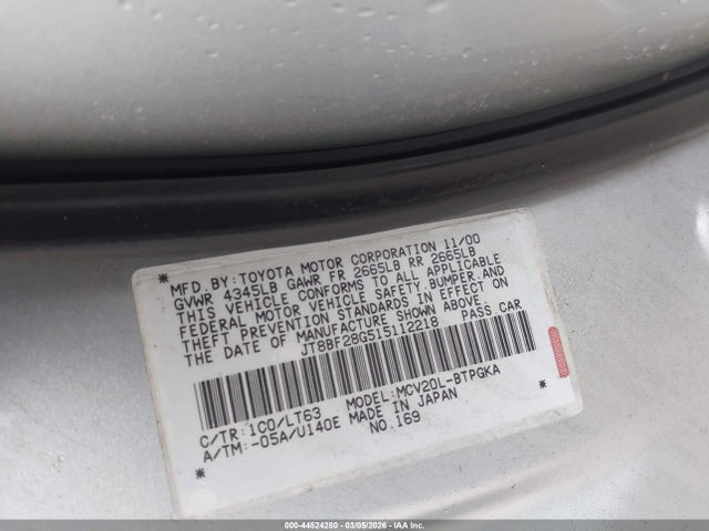 Продаж на аукціоні авто 2001 Lexus Es 300, vin: JT8BF28G515112218, номер лоту: 44524280