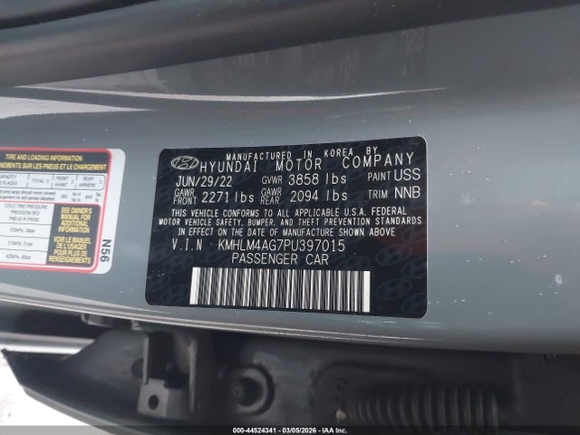 Продажа на аукционе авто 2023 Hyundai Elantra Sel, vin: KMHLM4AG7PU397015, номер лота: 44524341