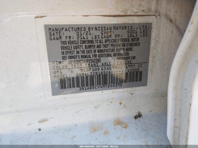 3N1AB8CV4MY242390 Nissan Sentra Sv Xtronic Cvt