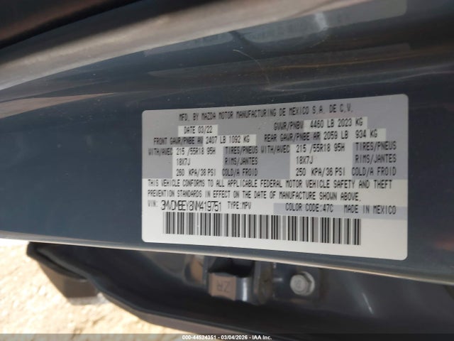 Продажа на аукционе авто 2022 Mazda Cx-30 2.5 Turbo Premium Plus, vin: 3MVDMBEY8NM419751, номер лота: 44524351