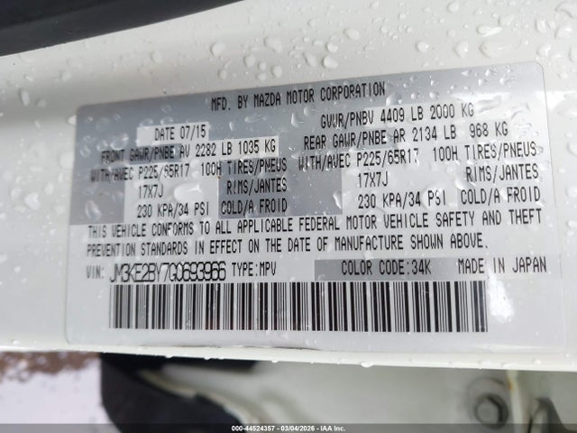 Aukcja sprzedaży 2016 Mazda Cx-5 Sport, vin: JM3KE2BY7G0693966, numer aukcji: 44524357