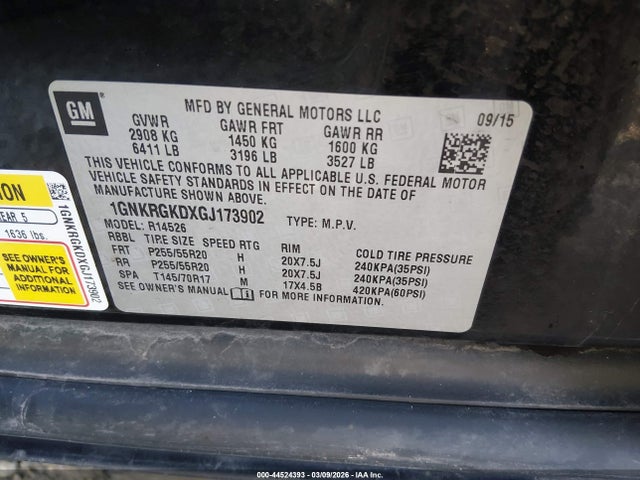 Auction sale of the 2016 Chevrolet Traverse 1lt, vin: 1GNKRGKDXGJ173902, lot number: 44524393