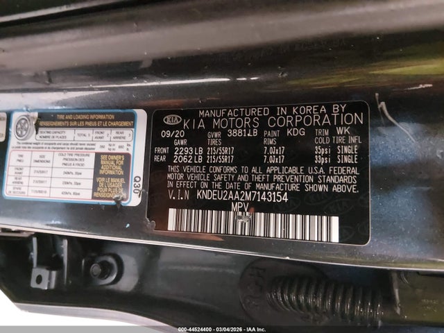 Продажа на аукционе авто 2021 Kia Seltos S, vin: KNDEU2AA2M7143154, номер лота: 44524400