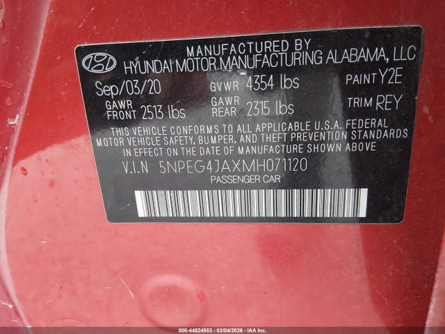 2021 HYUNDAI SONATA 5NPEG4JAXMH071120 Photo 8