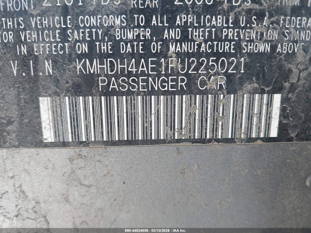 KMHDH4AE1FU225021 Hyundai ELANTRA SE