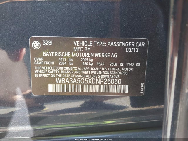 Продажа на аукционе авто 2013 Bmw 328i, vin: WBA3A5G5XDNP26060, номер лота: 44524573