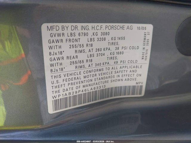 2006 PORSCHE CAYENNE WP1AB29P46LA63313 Photo 8