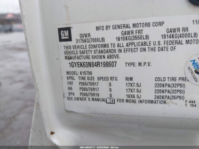 2004 CADILLAC ESCALADE 1GYEK63N84R198607 Photo 8