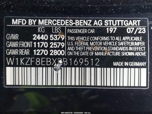 Aukcja sprzedaży 2023 Mercedes-benz E 350 4matic, vin: W1KZF8EBXPB169512, numer aukcji: 44524739