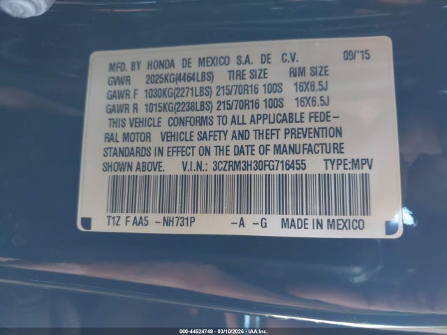 3CZRM3H30FG716455 Honda CR-V LX